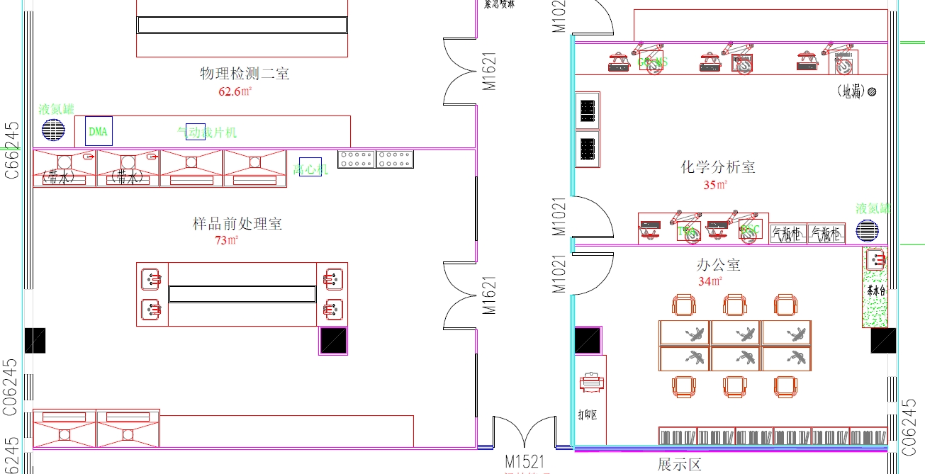 實驗室臺柜布局平面圖